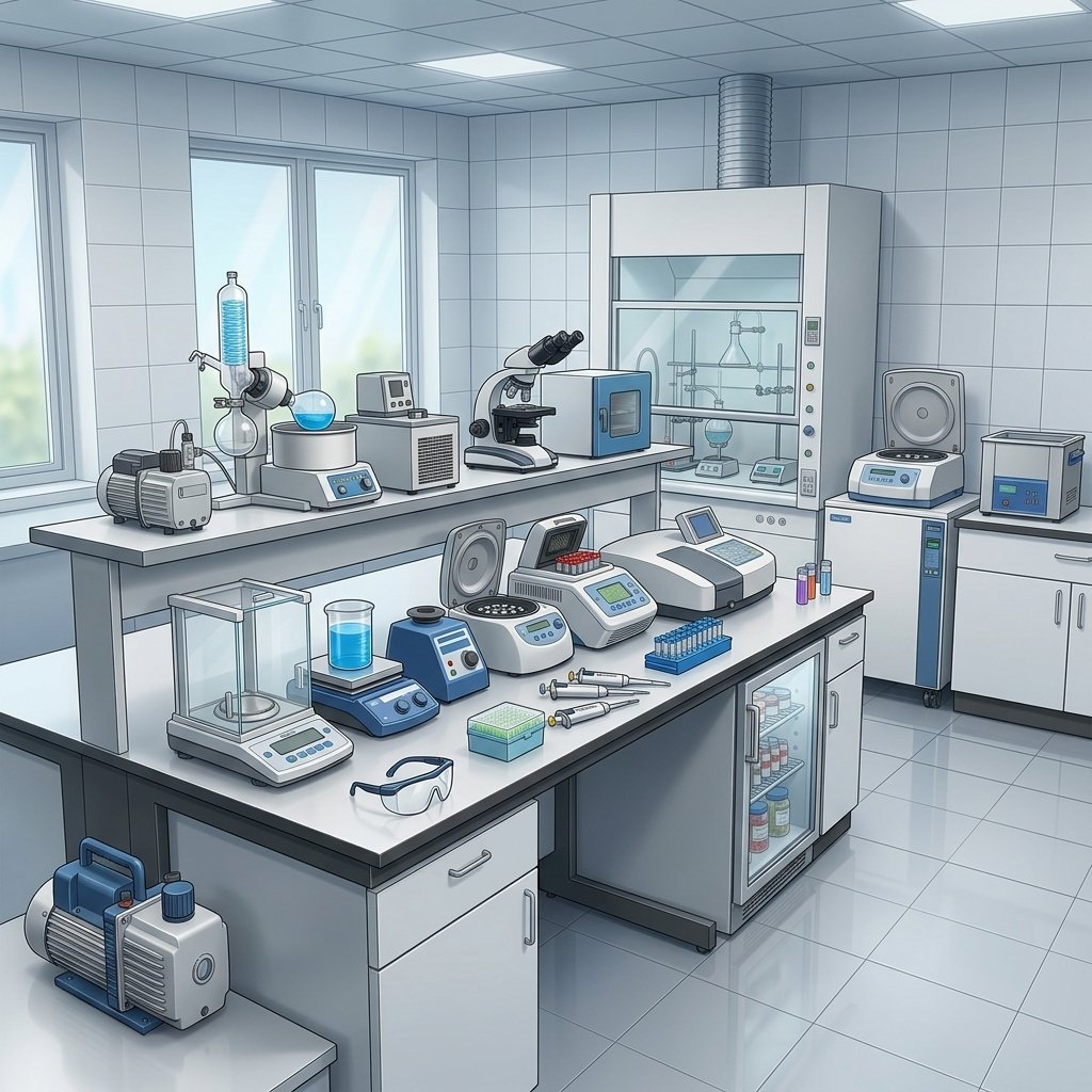 Laboratorium med utrustning och ultraljudstvätt